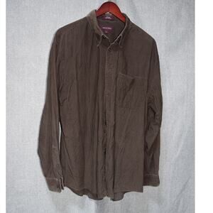 Nordstrom XL Brown Corduroy Button-Up Shirt Long Sleeve 100% Cotton